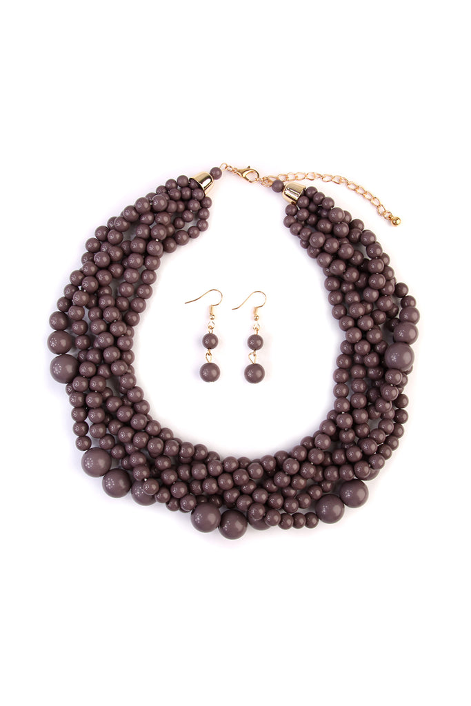 MULTI STRAND BUBBLE CHOKER NECKLACE AND EARRING SET