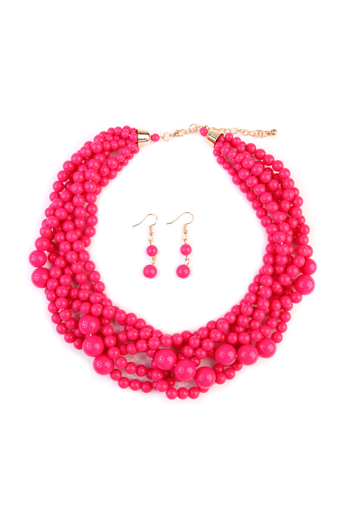 MULTI STRAND BUBBLE CHOKER NECKLACE AND EARRING SET