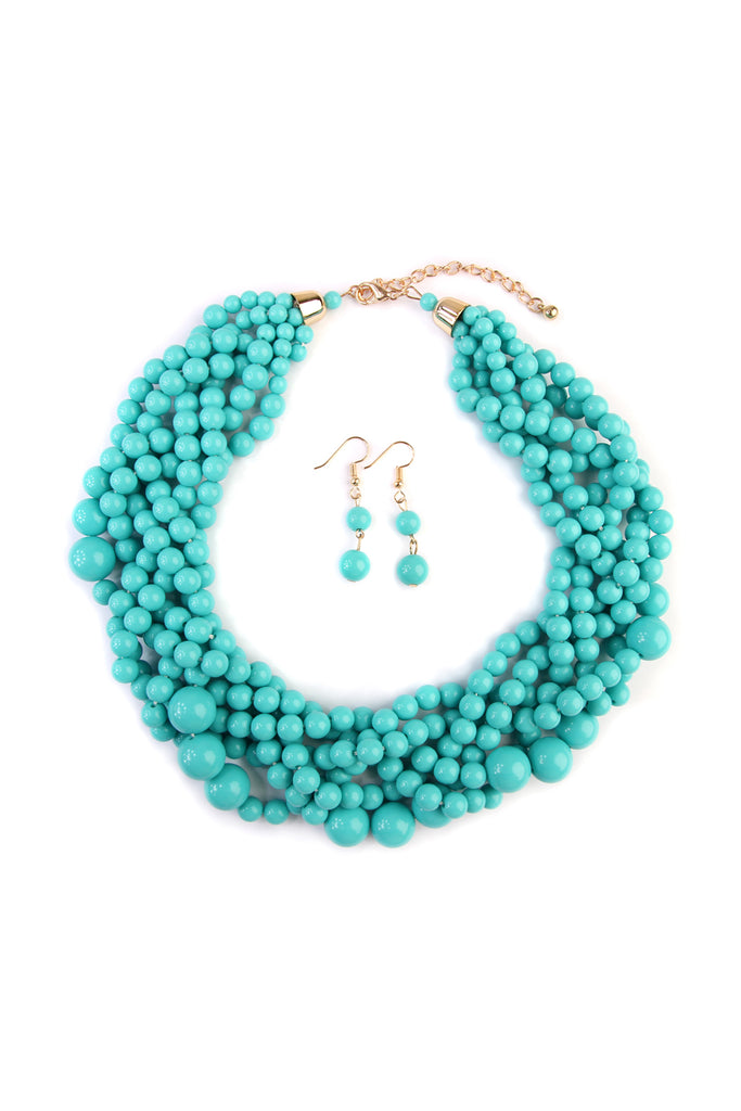 MULTI STRAND BUBBLE CHOKER NECKLACE AND EARRING SET