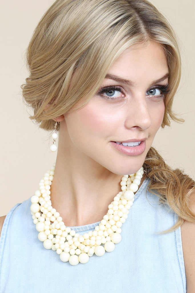 MULTI STRAND BUBBLE CHOKER NECKLACE AND EARRING SET