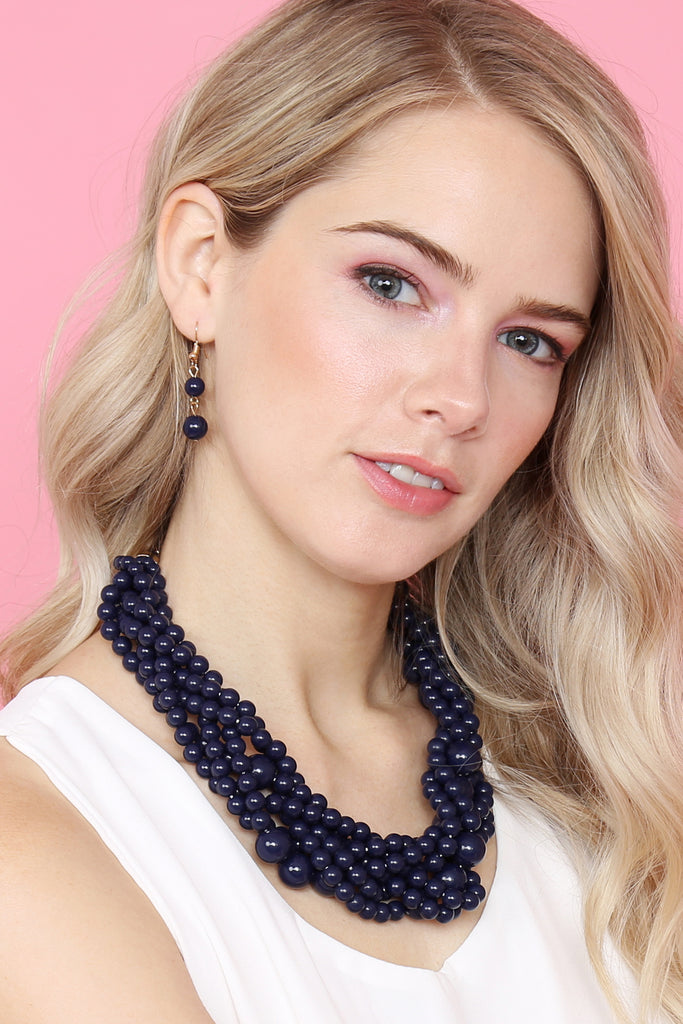 MULTI STRAND BUBBLE CHOKER NECKLACE AND EARRING SET
