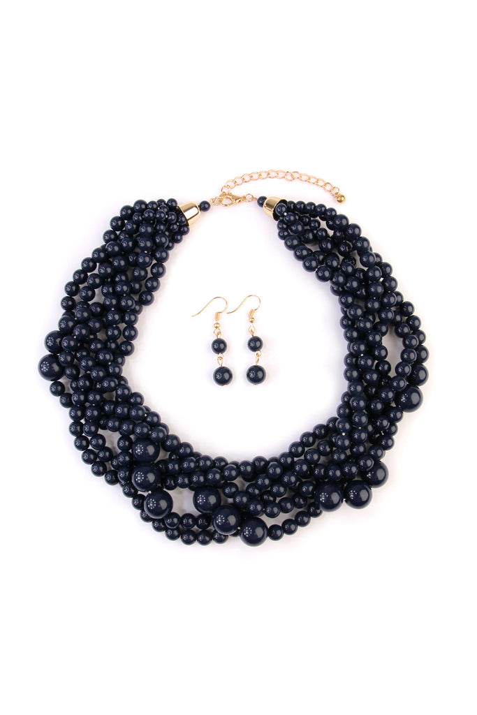 MULTI STRAND BUBBLE CHOKER NECKLACE AND EARRING SET