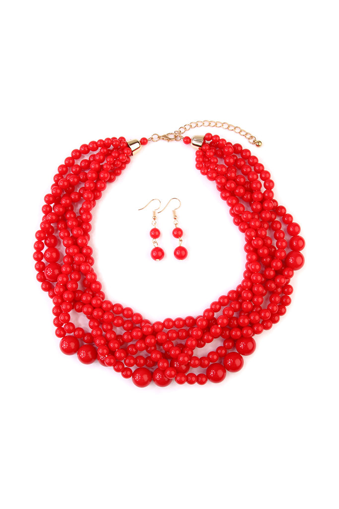 MULTI STRAND BUBBLE CHOKER NECKLACE AND EARRING SET