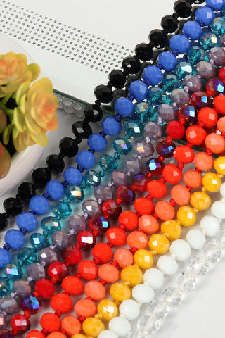 HDN2882 - RAINBOW HAND KNOTTED RONDELLE BEADS NECKLACE