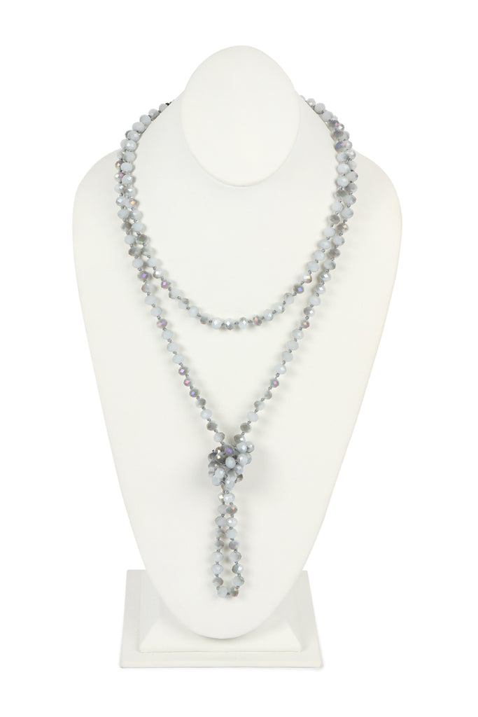 HDN2209 - 60" LONG KNOTTED GLASS BEADS NECKLACE