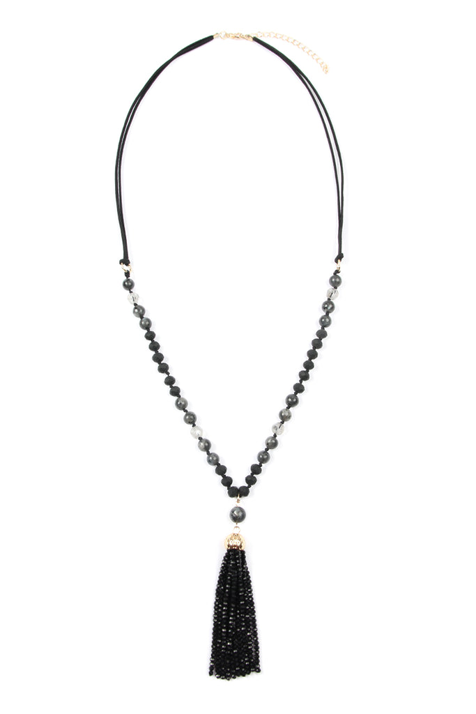 HDN2237 - BEADED TASSEL PENDANT NECKLACE