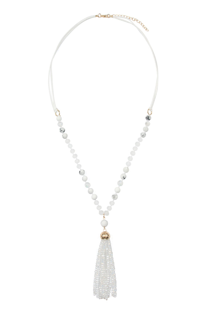 HDN2237 - BEADED TASSEL PENDANT NECKLACE