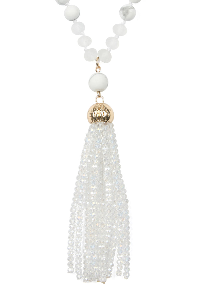 HDN2237 - BEADED TASSEL PENDANT NECKLACE