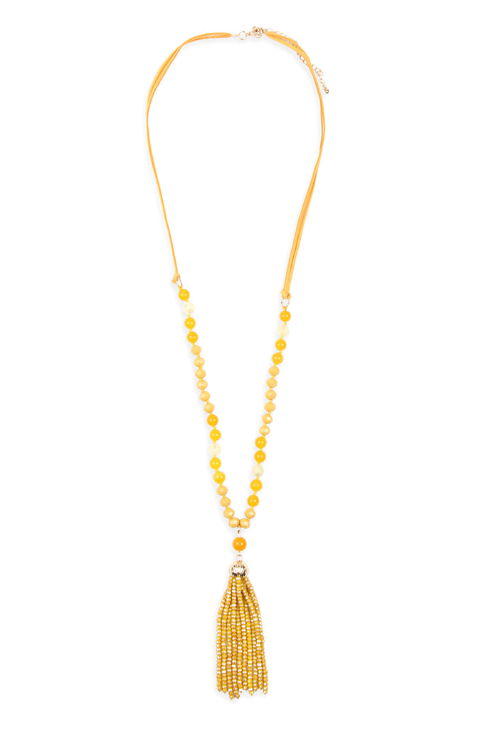 HDN2237 - BEADED TASSEL PENDANT NECKLACE