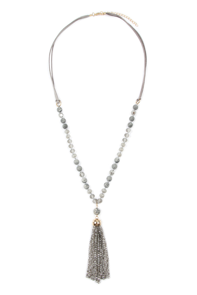 HDN2237 - BEADED TASSEL PENDANT NECKLACE
