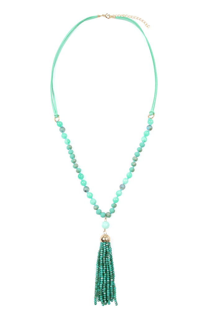 HDN2237 - BEADED TASSEL PENDANT NECKLACE