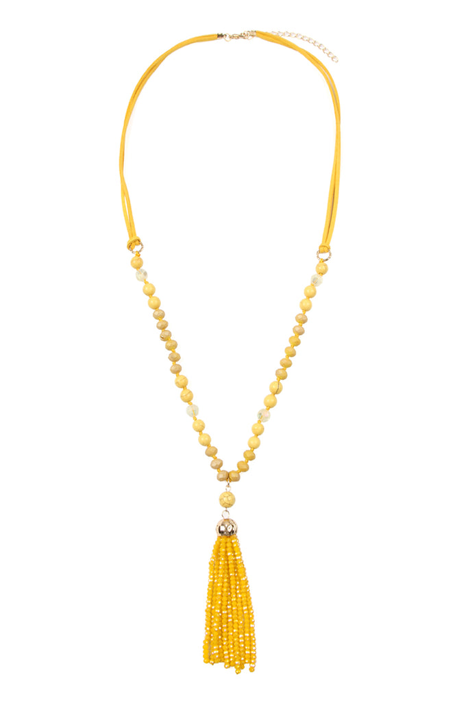 HDN2237 - BEADED TASSEL PENDANT NECKLACE