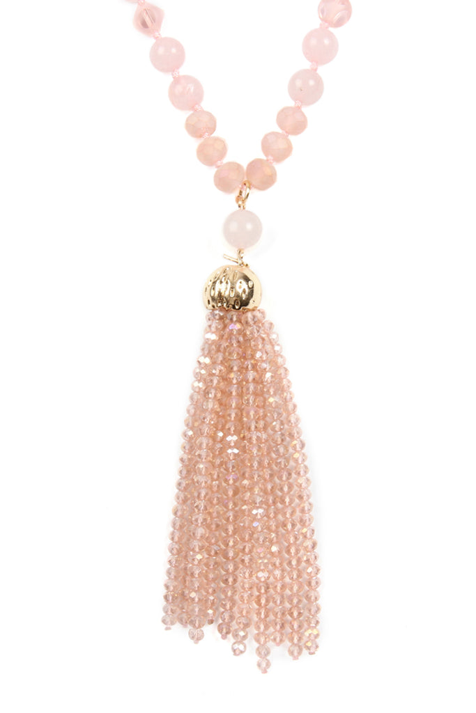 HDN2237 - BEADED TASSEL PENDANT NECKLACE