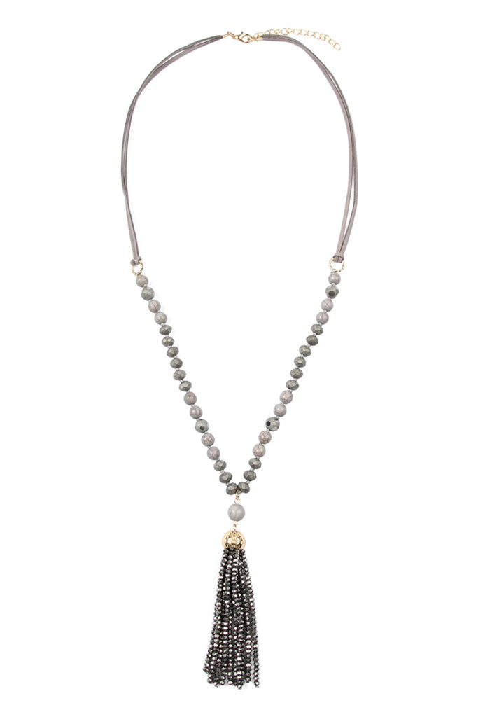 HDN2237 - BEADED TASSEL PENDANT NECKLACE