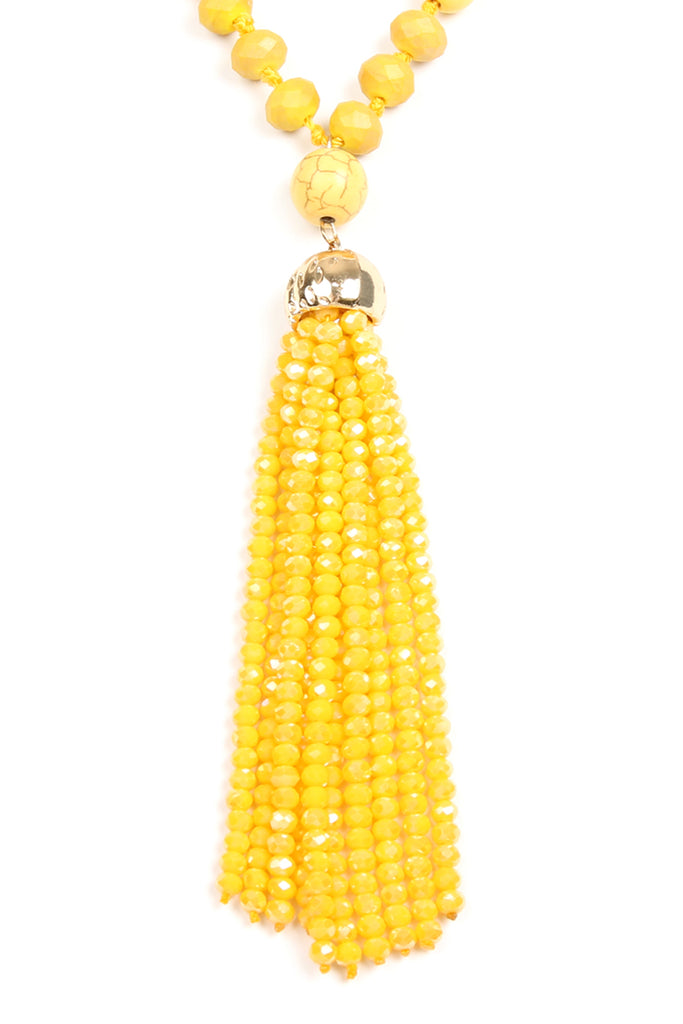 HDN2237 - BEADED TASSEL PENDANT NECKLACE