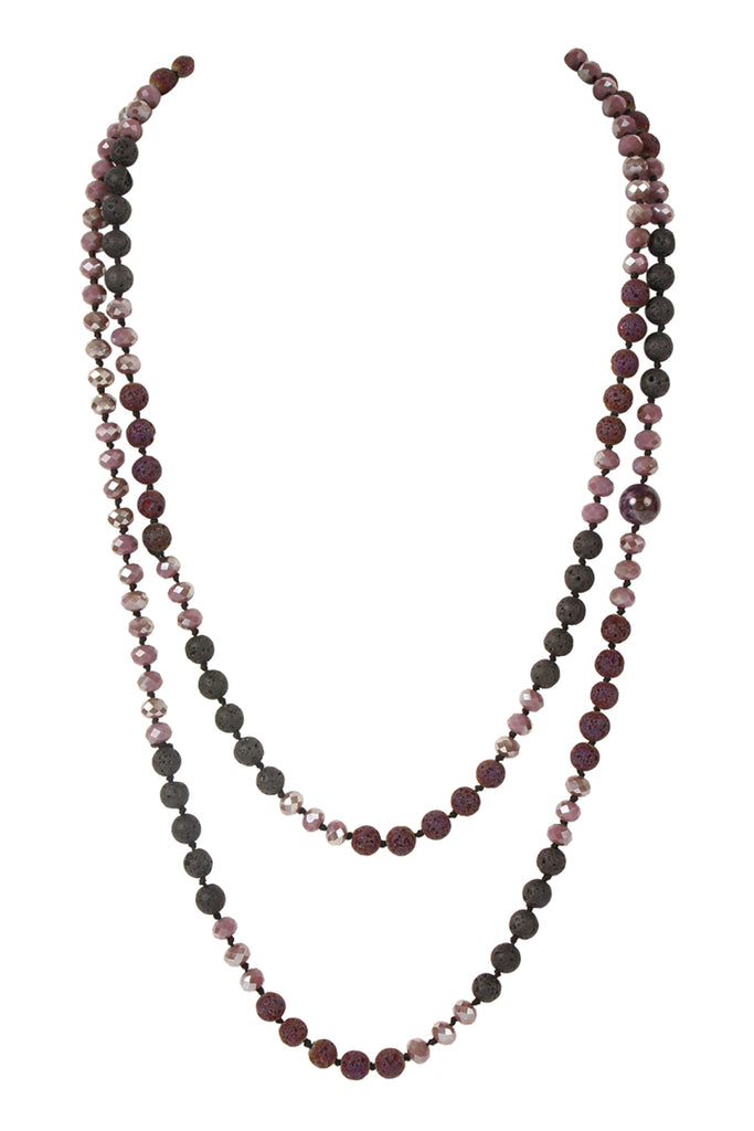 60" LAVA CRYSTAL NATURAL STONE NECKLACE