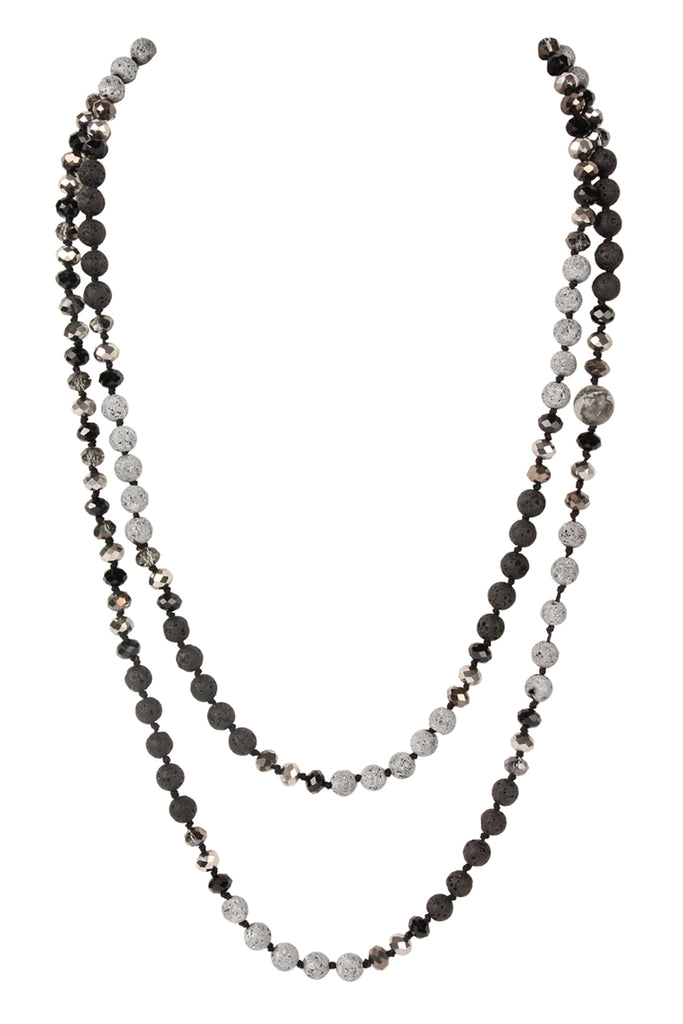 60" LAVA CRYSTAL NATURAL STONE NECKLACE