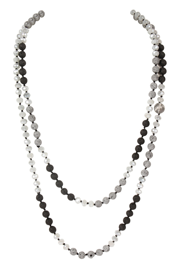 60" LAVA CRYSTAL NATURAL STONE NECKLACE