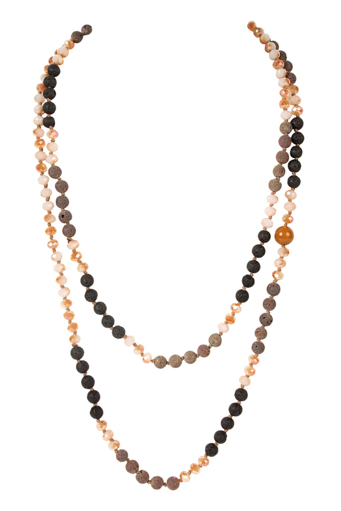 60" LAVA CRYSTAL NATURAL STONE NECKLACE