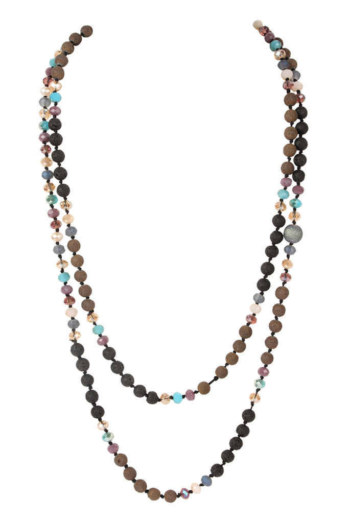 60" LAVA CRYSTAL NATURAL STONE NECKLACE