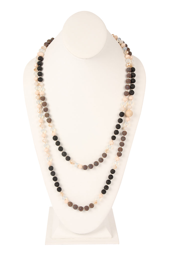 60" LAVA CRYSTAL NATURAL STONE NECKLACE