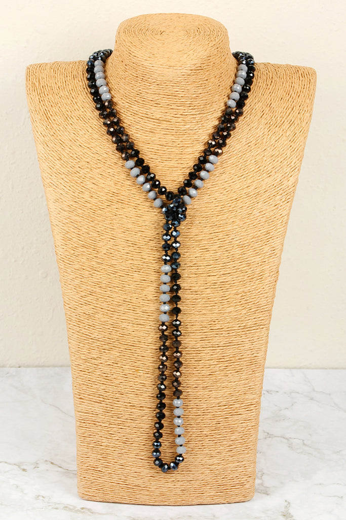 HDN2496 - MULTI TONE GLASS BEADS NECKLACE