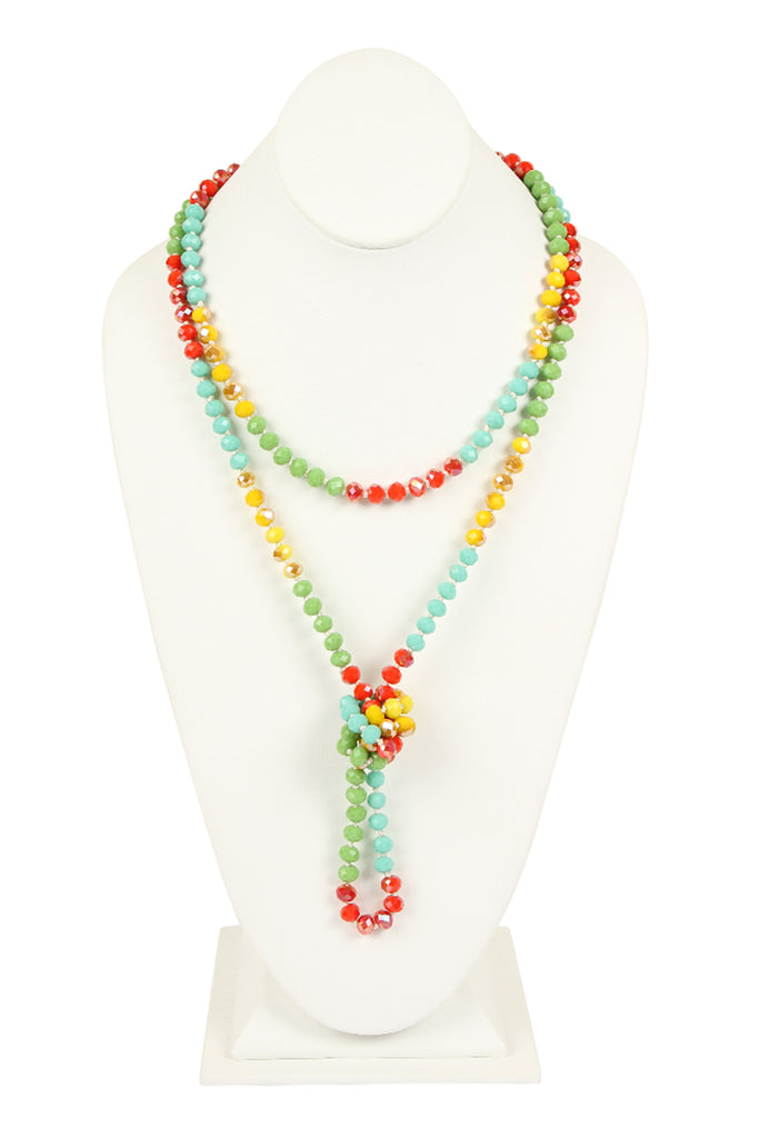 HDN2496 - MULTI TONE GLASS BEADS NECKLACE