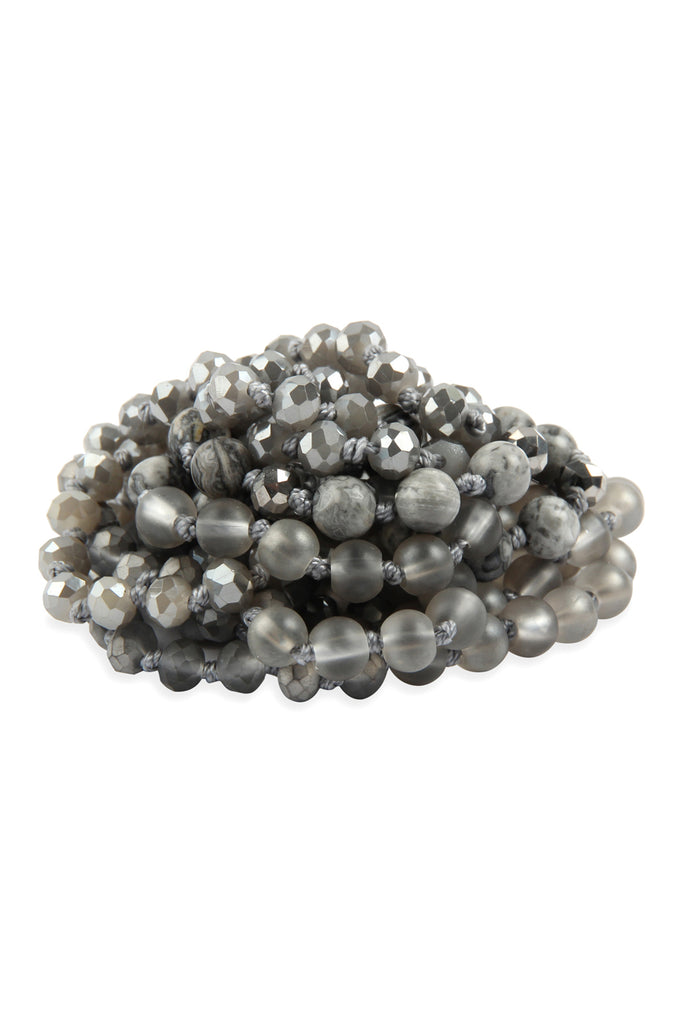 6MM TWO LINE MIXED BEADS NECKLACE