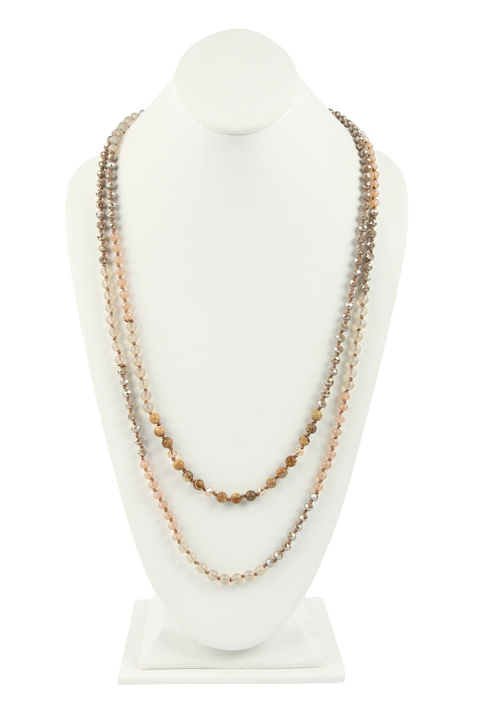 6MM TWO LINE MIXED BEADS NECKLACE