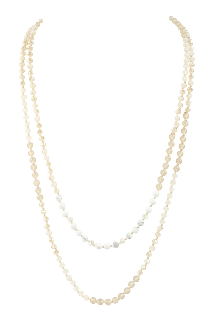 6MM TWO LINE MIXED BEADS NECKLACE