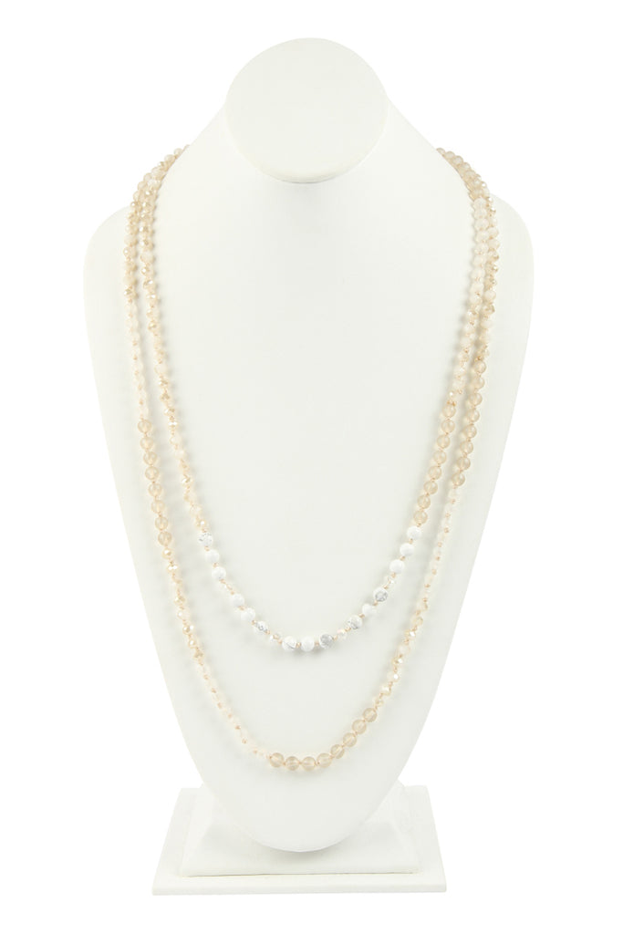 6MM TWO LINE MIXED BEADS NECKLACE