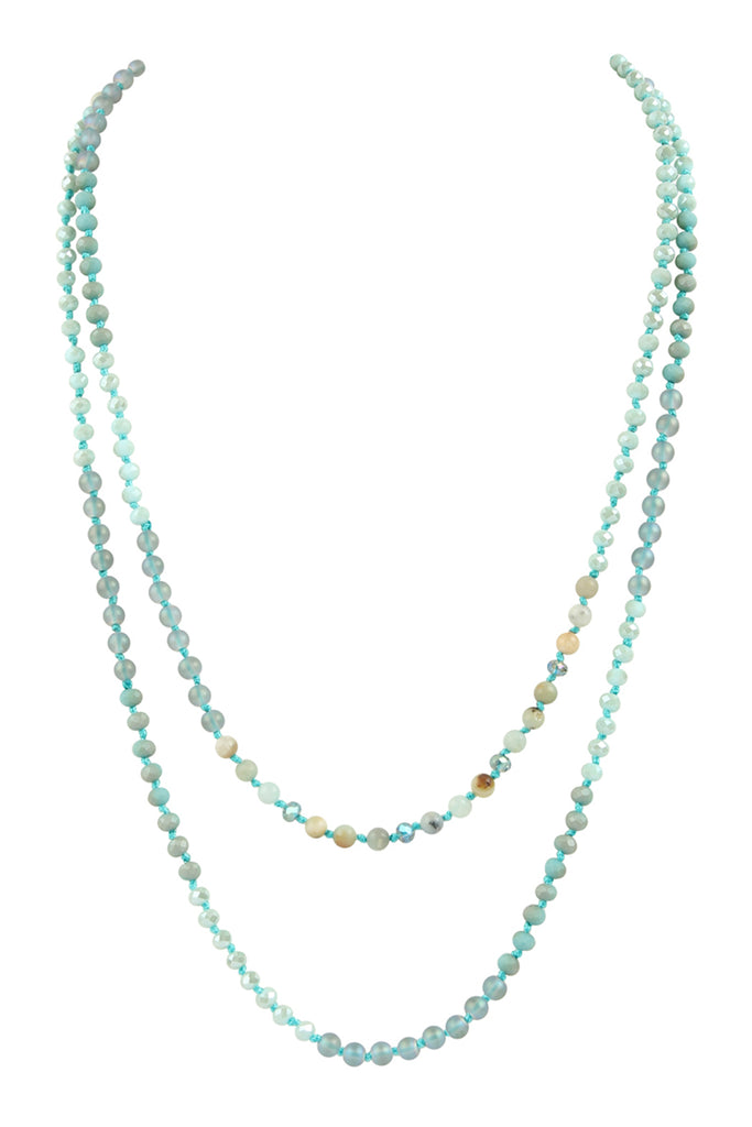 6MM TWO LINE MIXED BEADS NECKLACE