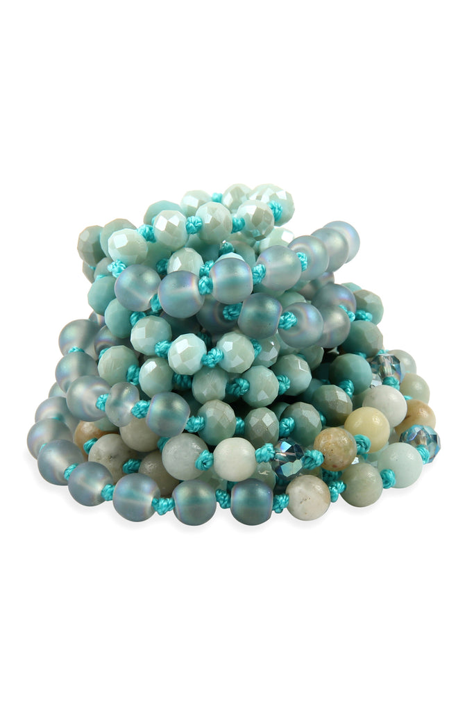 6MM TWO LINE MIXED BEADS NECKLACE