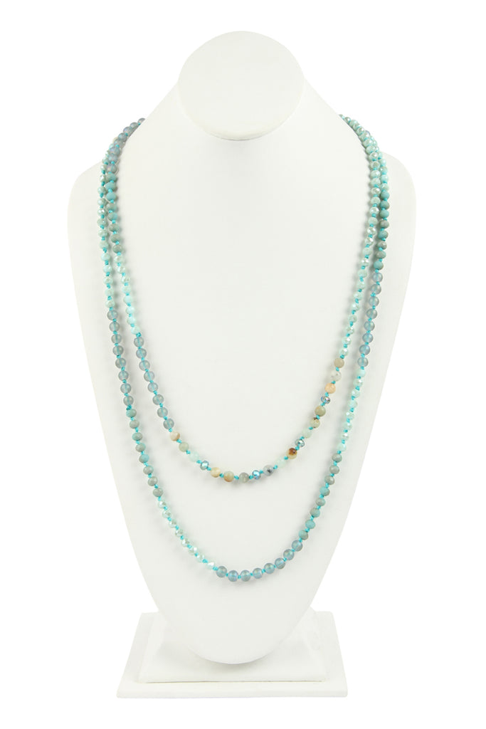 6MM TWO LINE MIXED BEADS NECKLACE