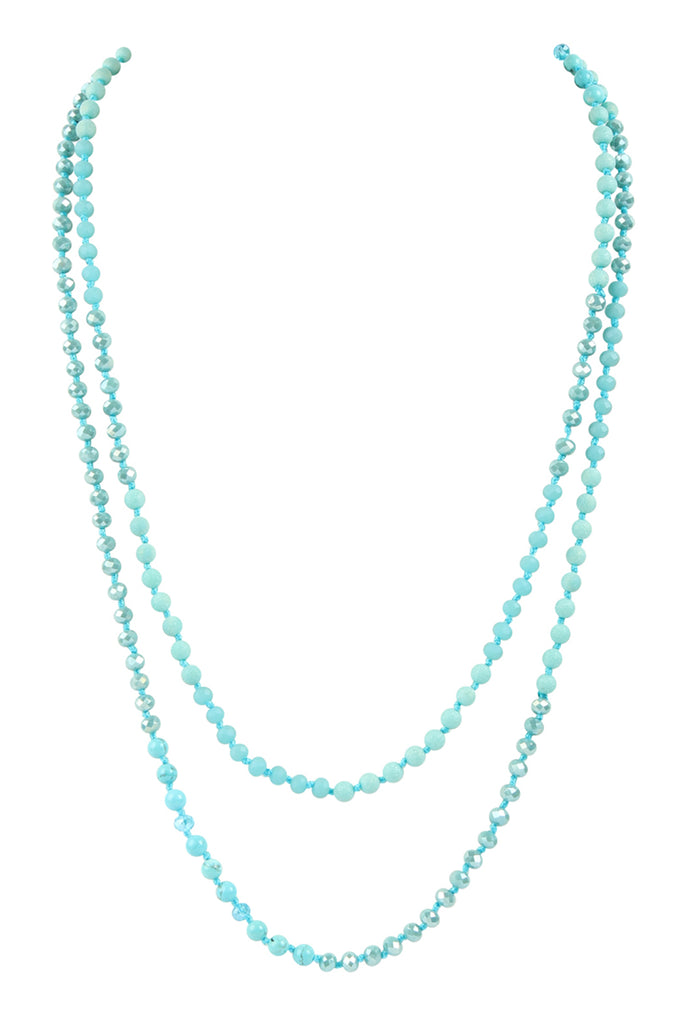 6MM TWO LINE MIXED BEADS NECKLACE