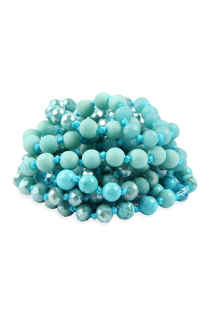 6MM TWO LINE MIXED BEADS NECKLACE