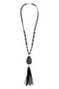 NATURAL STONE TASSEL PENDANT NECKLACE