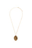 NATURAL STONE WRAP OVAL PENDANT CHAIN NECKLACE