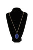 NATURAL STONE WRAP OVAL PENDANT CHAIN NECKLACE