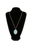 NATURAL STONE WRAP OVAL PENDANT CHAIN NECKLACE