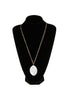 NATURAL STONE WRAP OVAL PENDANT CHAIN NECKLACE