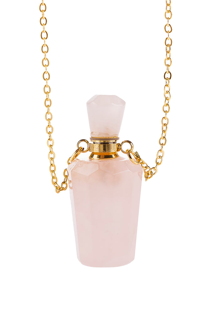 NATURAL STONE HEXAGON CRYSTAL PENDANT  NECKLACE