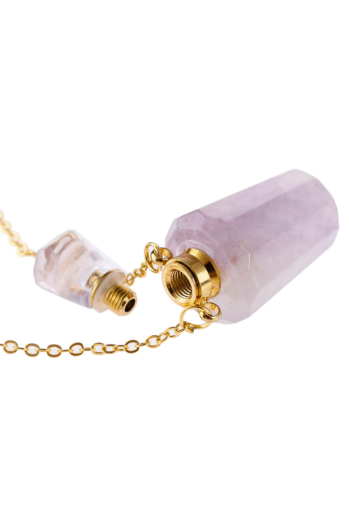 NATURAL STONE HEXAGON CRYSTAL PENDANT  NECKLACE