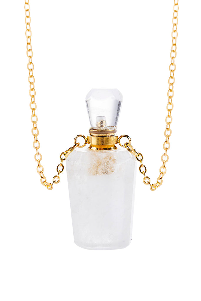 NATURAL STONE HEXAGON CRYSTAL PENDANT  NECKLACE