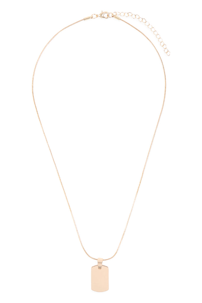 HDN3127 - BLANK DOG TAG WITH LAYERED CHAIN NECKLACE