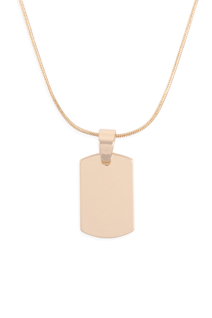 HDN3127 - BLANK DOG TAG WITH LAYERED CHAIN NECKLACE