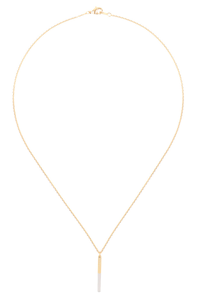 TWO TONE BAR PENDANT DAINTY NEKCLACE