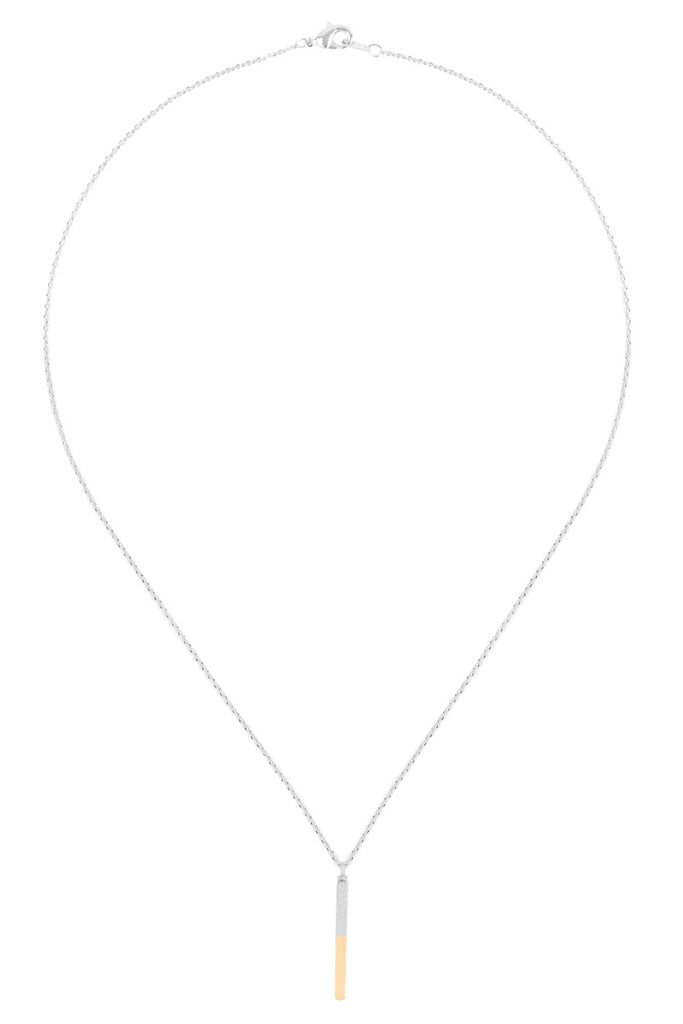 TWO TONE BAR PENDANT DAINTY NEKCLACE