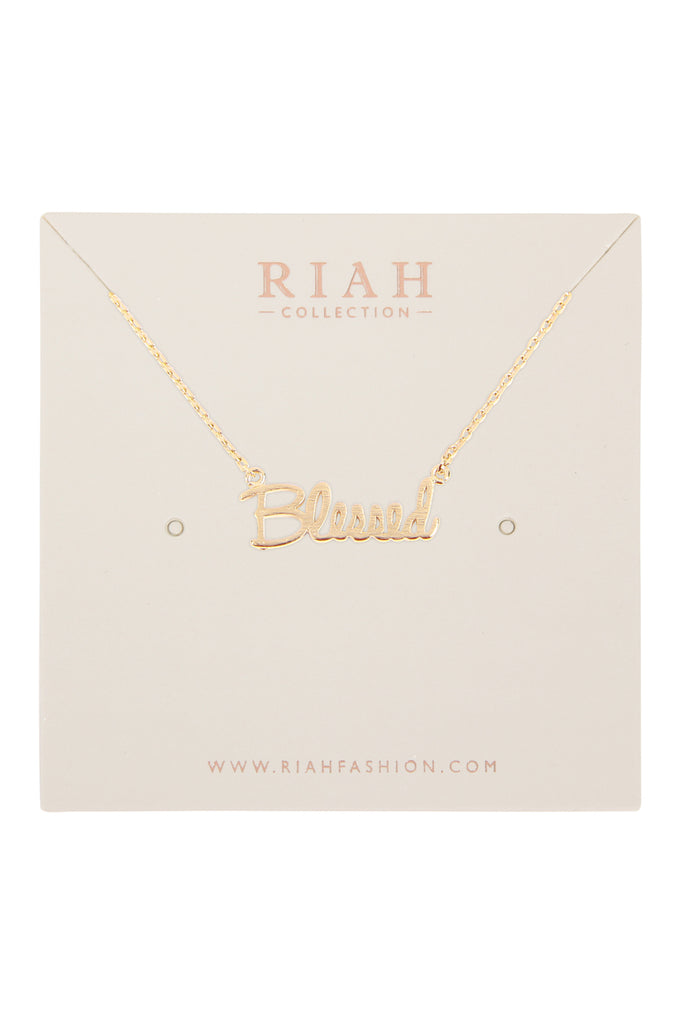 Cast "Blessed" Pendant Necklace