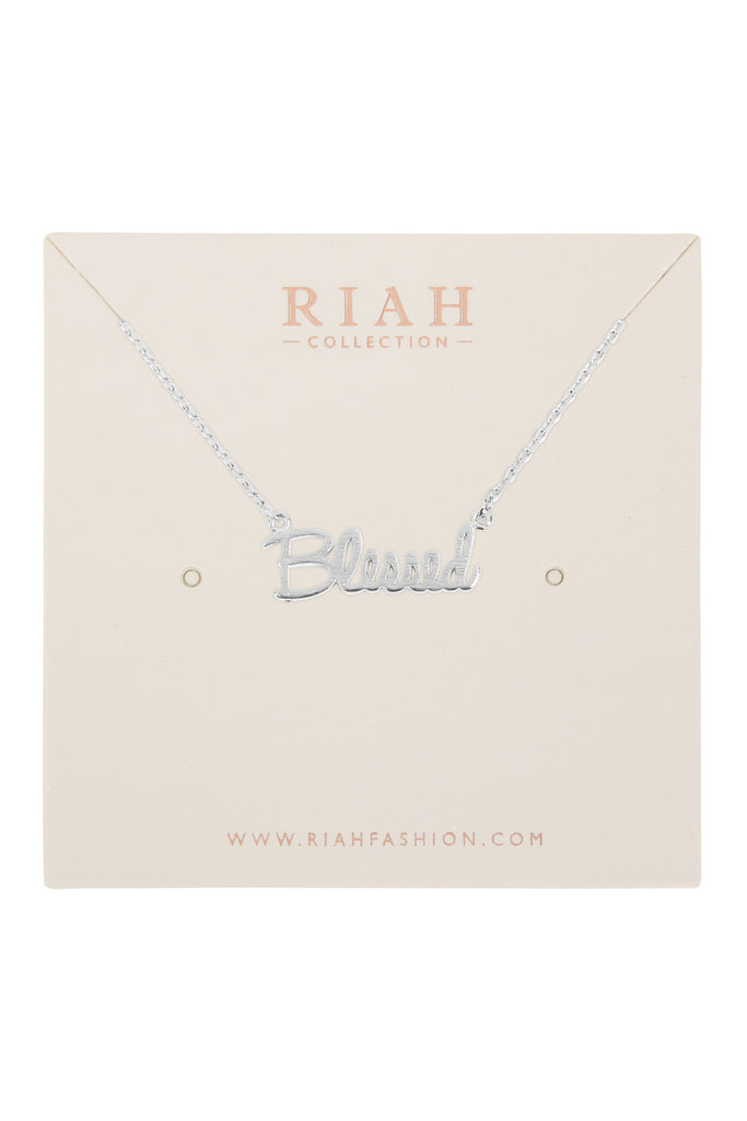 Cast "Blessed" Pendant Necklace